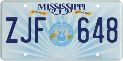 MS license plate ZJF648