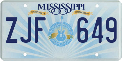 MS license plate ZJF649