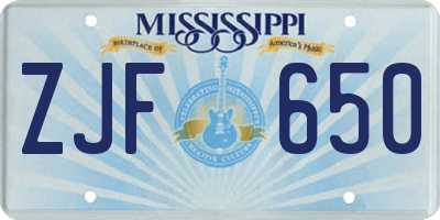 MS license plate ZJF650