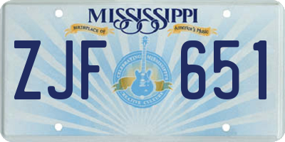 MS license plate ZJF651