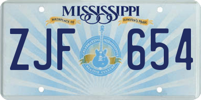 MS license plate ZJF654