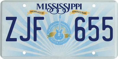 MS license plate ZJF655
