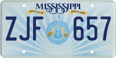 MS license plate ZJF657