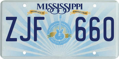 MS license plate ZJF660