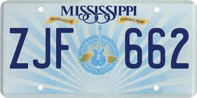 MS license plate ZJF662