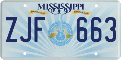 MS license plate ZJF663