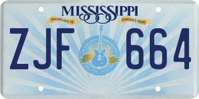 MS license plate ZJF664