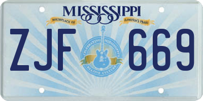 MS license plate ZJF669