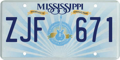 MS license plate ZJF671