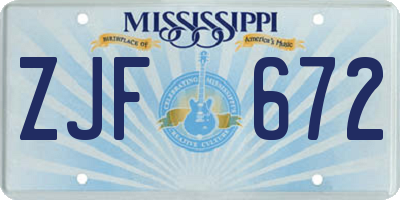 MS license plate ZJF672