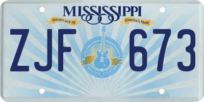 MS license plate ZJF673