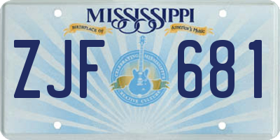 MS license plate ZJF681