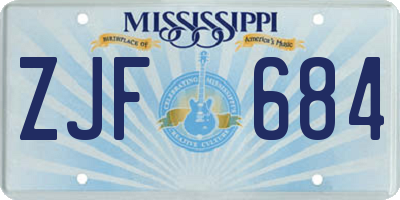 MS license plate ZJF684