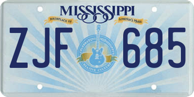MS license plate ZJF685