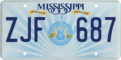 MS license plate ZJF687