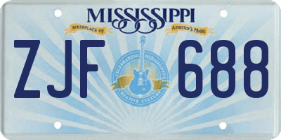 MS license plate ZJF688