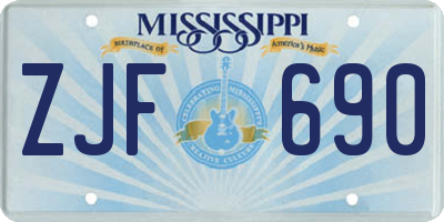 MS license plate ZJF690