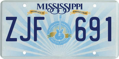 MS license plate ZJF691