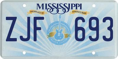 MS license plate ZJF693