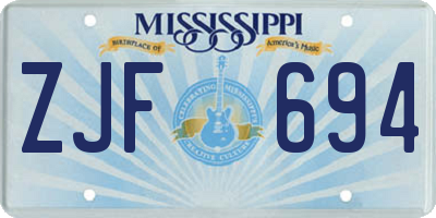 MS license plate ZJF694