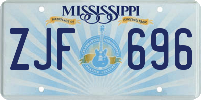 MS license plate ZJF696