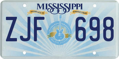 MS license plate ZJF698