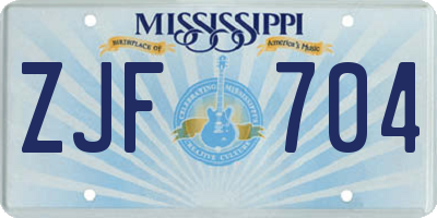 MS license plate ZJF704