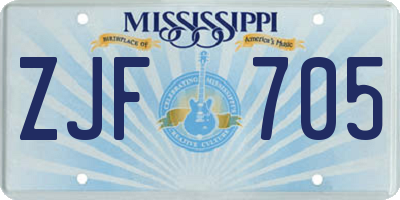 MS license plate ZJF705