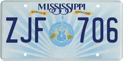 MS license plate ZJF706