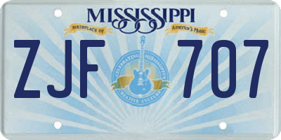 MS license plate ZJF707