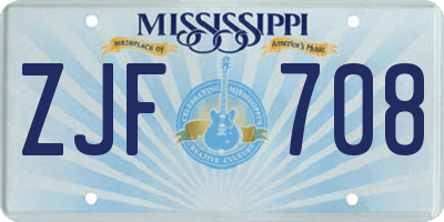 MS license plate ZJF708