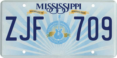 MS license plate ZJF709
