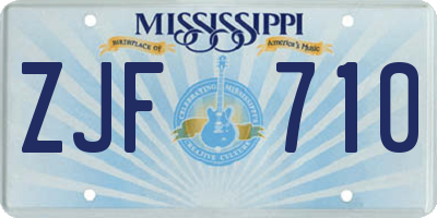 MS license plate ZJF710
