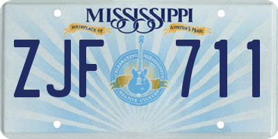 MS license plate ZJF711