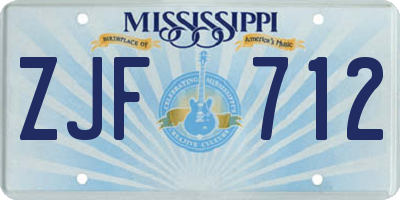MS license plate ZJF712