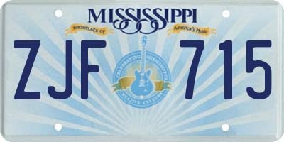 MS license plate ZJF715