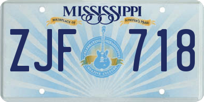 MS license plate ZJF718