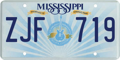 MS license plate ZJF719
