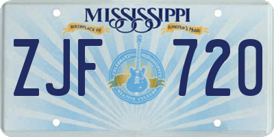 MS license plate ZJF720