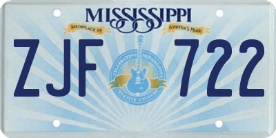 MS license plate ZJF722