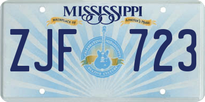 MS license plate ZJF723