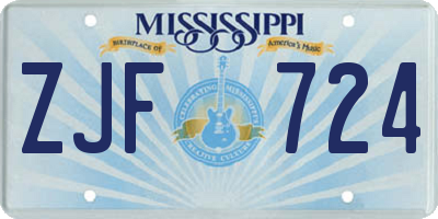 MS license plate ZJF724