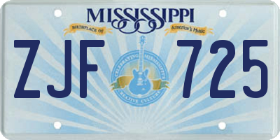 MS license plate ZJF725