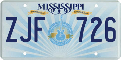 MS license plate ZJF726