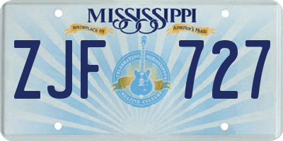 MS license plate ZJF727