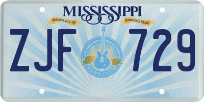 MS license plate ZJF729