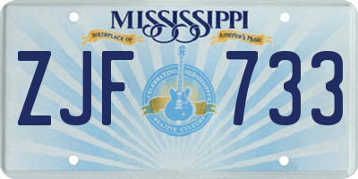 MS license plate ZJF733