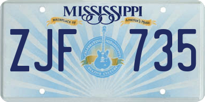 MS license plate ZJF735
