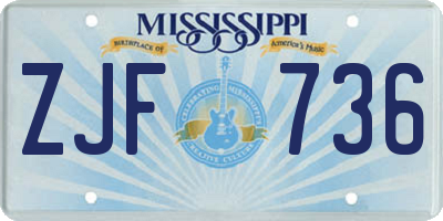 MS license plate ZJF736