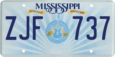 MS license plate ZJF737
